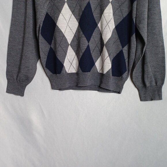 Jos. A. Bank Merino Wool Sweater Mens Large Gray Multicolor Retro Classic - Picture 5 of 7